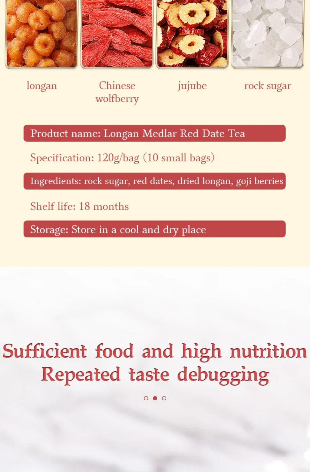 Longan Medlar Red Date Tea Healthy Herb Tea Bag 120g
