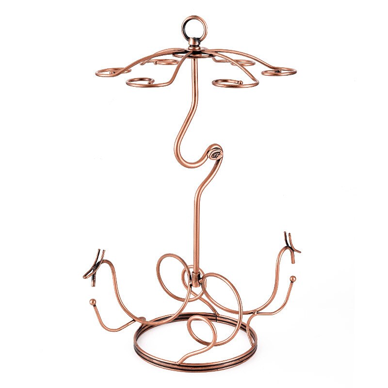 Tools Cup Glass Hanger Retro Storage Stemware Holder Kitchen Wine Bars Champagne Drying Rack Wrought Iron with 6 Hooks