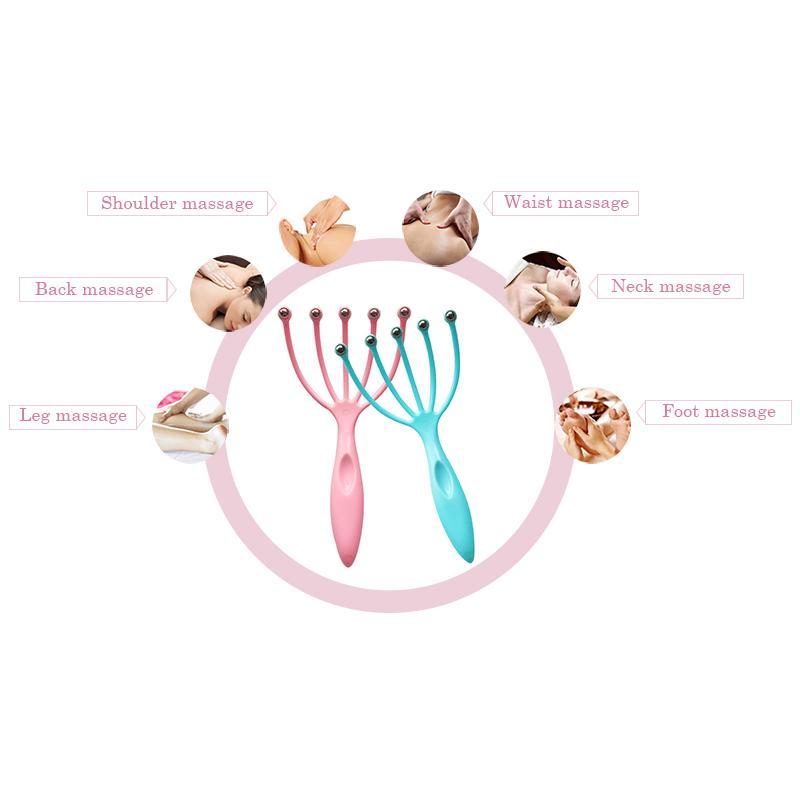1Pc Five Finger Relax Massager Head Hair Held SPA Scalp Neck Stress Release Head Physician Steel Ball Massage Relaxation