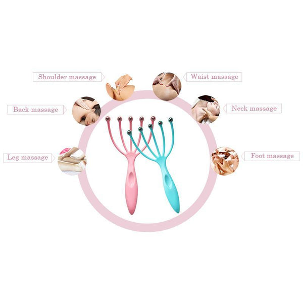 1Pc Five Finger Relax Massager Head Hair Held SPA Scalp Neck Stress Release Head Physician Steel Ball Massage Relaxation