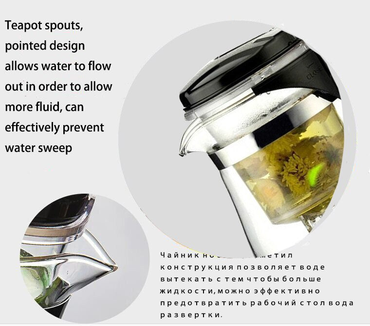 High quality Heat Resistant Glass Teapot Chinese kung fu Tea Set Puer Kettle Coffee Glass Maker Convenient Office Tea Pot