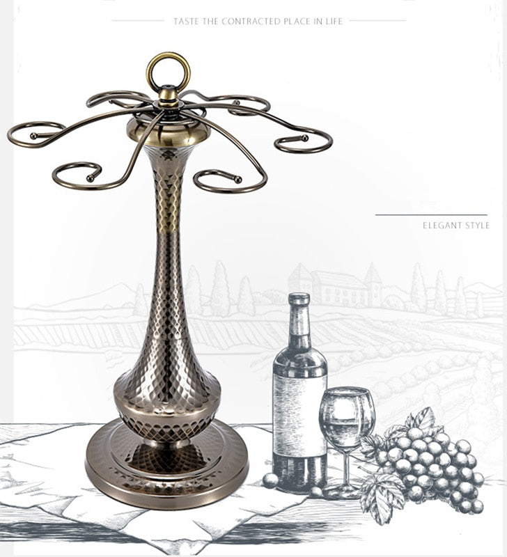 Creative Iron Wire Wine Rack Stand Hanging Drinking Glasses Stemware Rack Shelf Wine Bottle & Glass Cup Holder Display