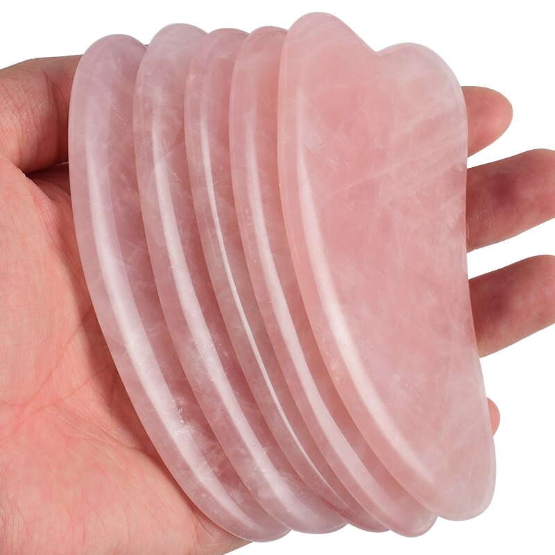 Natural Rose Quartz Guasha Body Massager Facial Back Scraper China Traditional SPA Therapy Health Care Jade Stone Scraping Tool Main image