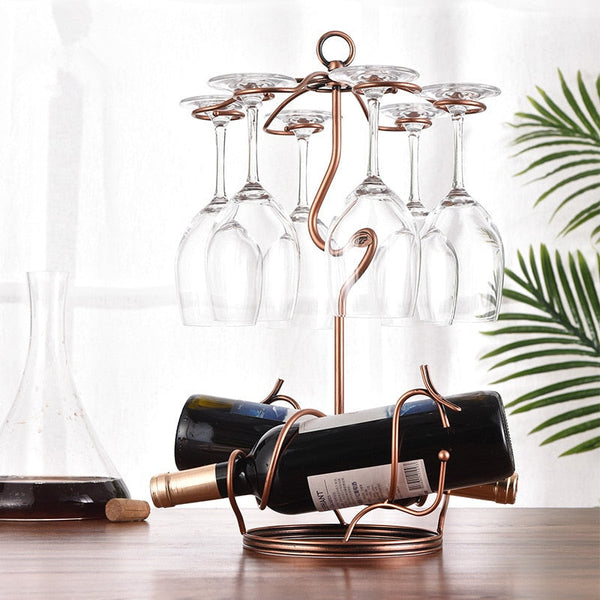 Tools Cup Glass Hanger Retro Storage Stemware Holder Kitchen Wine Bars Champagne Drying Rack Wrought Iron with 6 Hooks