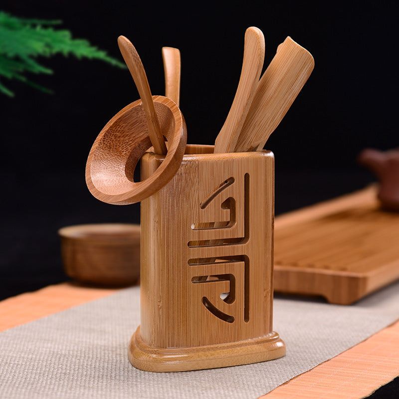 6 Pcs/set Handmade Kung Fu Tea Sets Vintage Puer Knife Spoon Tea Tools Set Tea Ceremony Utensils Chinese Bamboo Clip Strainer Main image