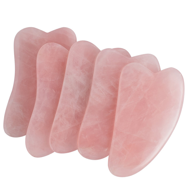 Natural Rose Quartz Guasha Body Massager Facial Back Scraper China Traditional SPA Therapy Health Care Jade Stone Scraping Tool