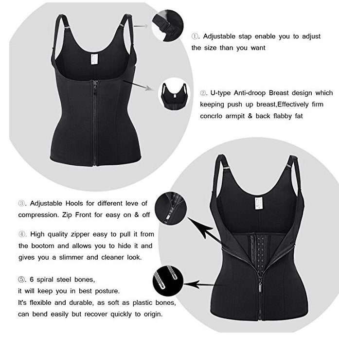 Shoulder Strap Waist Trainer Slimming Belt Vest Corset Women Zipper Hook Body Shaper Waist Cincher Slimming Weight Loss