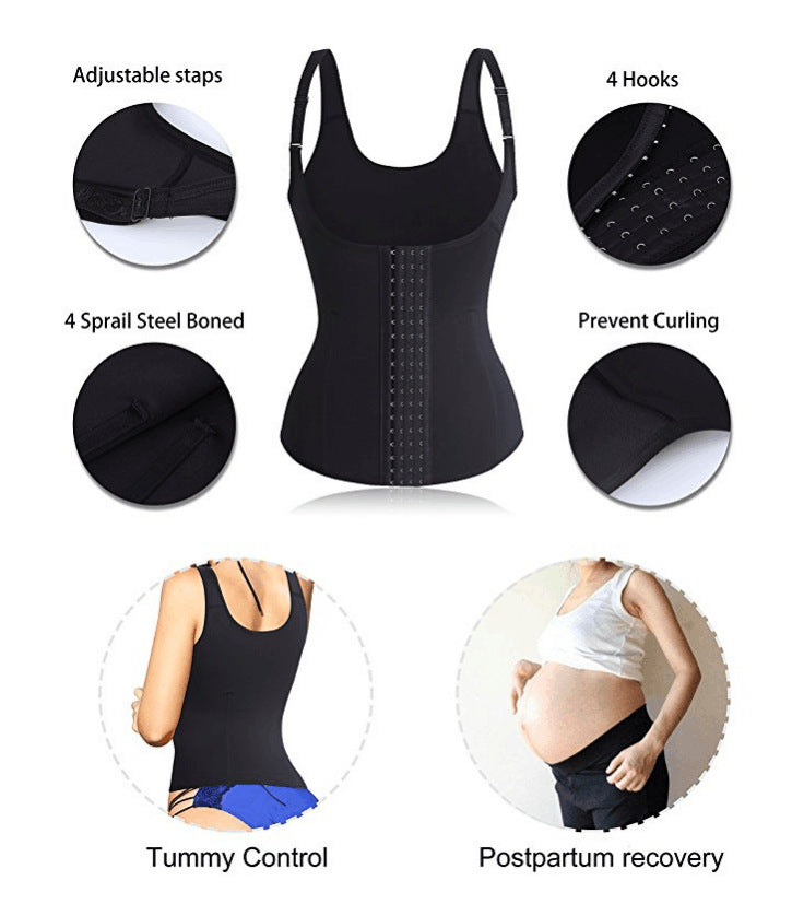 Shoulder Strap Waist Trainer Slimming Belt Vest Corset Women Zipper Hook Body Shaper Waist Cincher Slimming Weight Loss