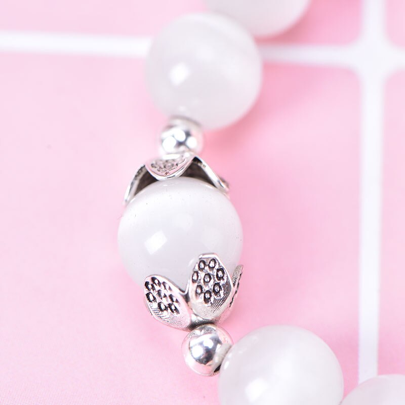 2 pieces/lot Health Care Weight Loss Magnet White Cat Eye Beads Bracelet with Lucky Pendant Therapy Bracelet Anklet Secondary image