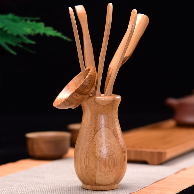 6 Pcs/set Handmade Kung Fu Tea Sets Vintage Puer Knife Spoon Tea Tools Set Tea Ceremony Utensils Chinese Bamboo Clip Strainer Secondary image