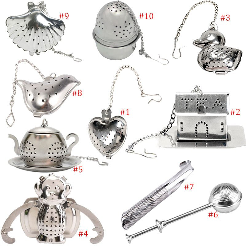 Heart/House/Duck/Monkey/Teapot/Ball/Bird/Shell Full Shape tea strainer Steel tea infuser Filter Strainer zaparzacze do herbaty
