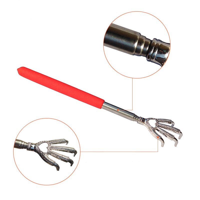 Practical Handy Stainless Pen Clip Back Scratcher Telescopic Pocket Scratching Massage Kit Bear Claw New Back Scratcher Main image