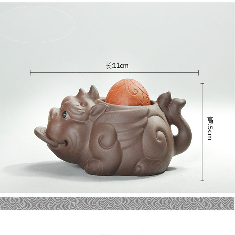 Handmade Yixing Brave Lucky Toad Boutique Tea Accessories Creative Small Ornaments Handmade Tea Pet Play Water 11x5cm F Main image