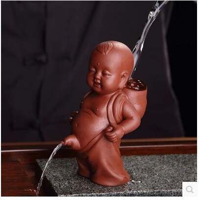 Tea Pets Ornament Chinese Folk Art Purple Clay Decoration Crafts Figurines Little Monk Yixing Baby Boy Spray Pee Tea Accessories