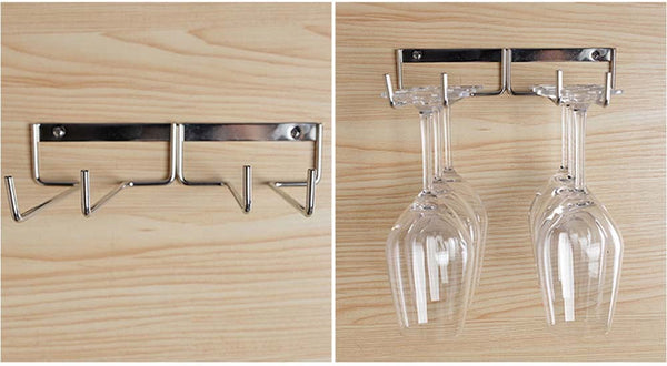 Hanging Metal Wine Cup Rack Silver/Gold Bar Single/Double Rack Wine Stemware Glass Bottle Goblet Inverted Holder