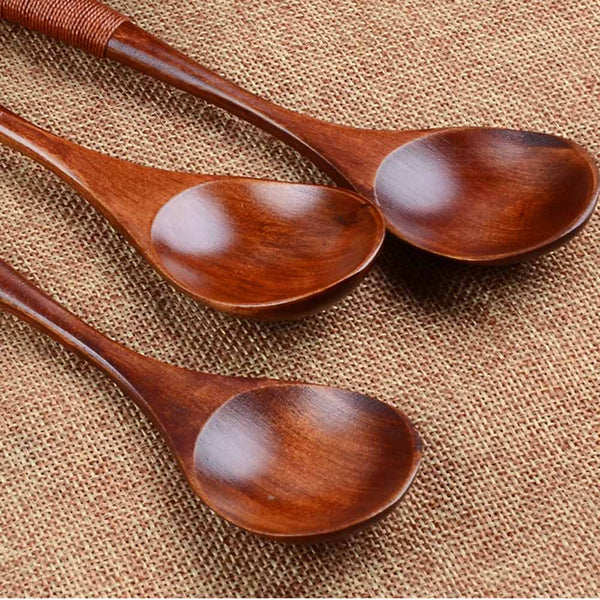 Eco Wooden Spoon Flatware Kitchen Soup Coffee Stirring Ice Cream Spoons Cooking Utensil Coffee Tea Mixing Spoons Tableware