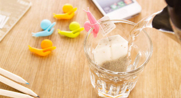 CJ058 Cute Snail Shape 10 pcs/Set Tea Bag Clip Cup Mug Tea Infusers Strainer Clips Party Decor Silicone Tea Bag Holder