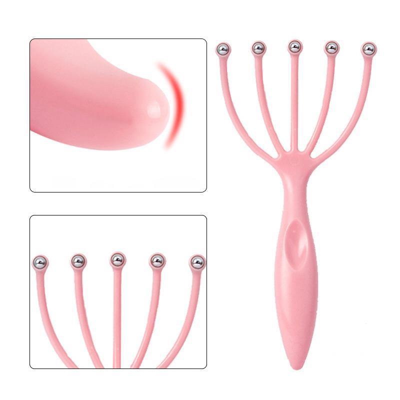 1Pc Five Finger Relax Massager Head Hair Held SPA Scalp Neck Stress Release Head Physician Steel Ball Massage Relaxation