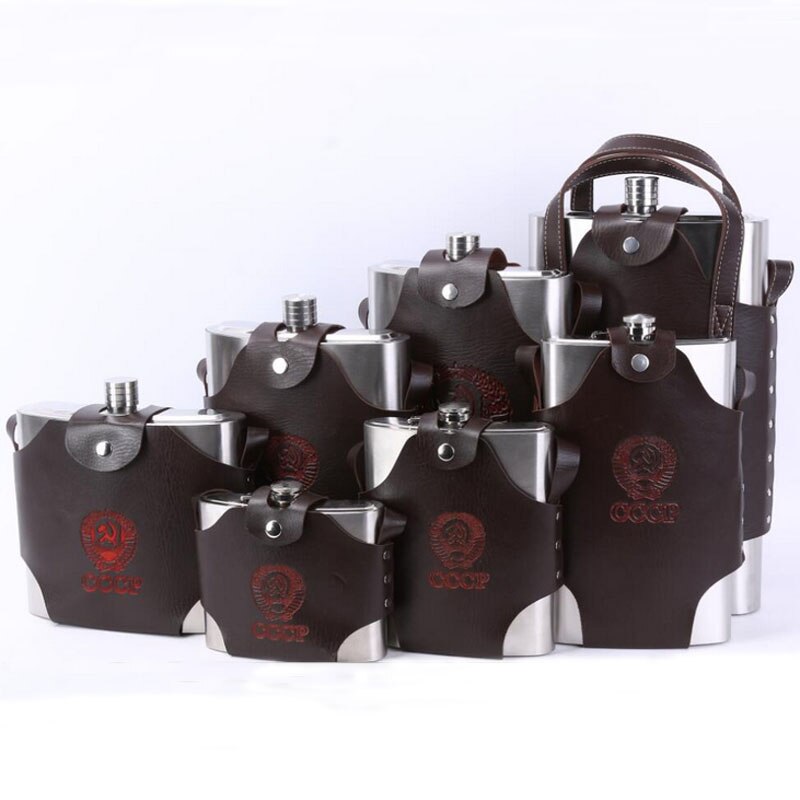 4 8 18 38 48 64 88 108 128 178 OZ Stainless Steel Hip Flask Liquor Whisky Portable Pocket Flasks Alcohol Bottle with Belt Case Main image