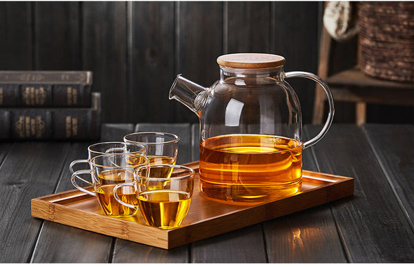 1L/1.6L Big Transparent Borosilicate Glass Teapot Heat-Resistant Large Clear Tea Pot Flower Tea Set Puer Kettle Office Home Tool