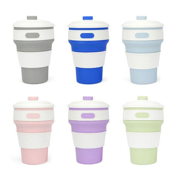 HELLOYOUNG Fashion 350ML Portable 4 Color Coffee Tea Folding Silicone Water Bottles Travel Hiking Picnic Collapsible Bottle