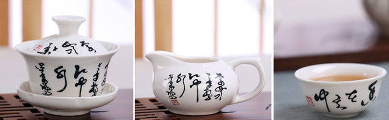 CJ234 Tea set Include total 10 pcs High quality elegant gaiwan, Beautiful and easy teapot kettle Chinese porcelana tea se