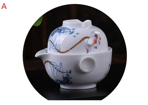 CJ225 Tea set Include 1 Pot 1 Cup, High quality elegant gaiwan,Beautiful and easy kettle teapot Chinese porcelana tea set