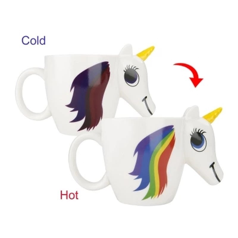 HELLOYOUNG  Cartoon Unicorn Mug Unicorn Discoloration Cup 3D Ceramic Coffee Cup Cute Gift color changing Magical Horse Cups Main image