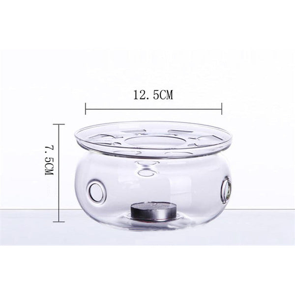 Heat-Resisting Teapot Warmer Base Clear Borosilicate Glass Round Insulation Tealight Portable Teapot Holder Tea Accessories