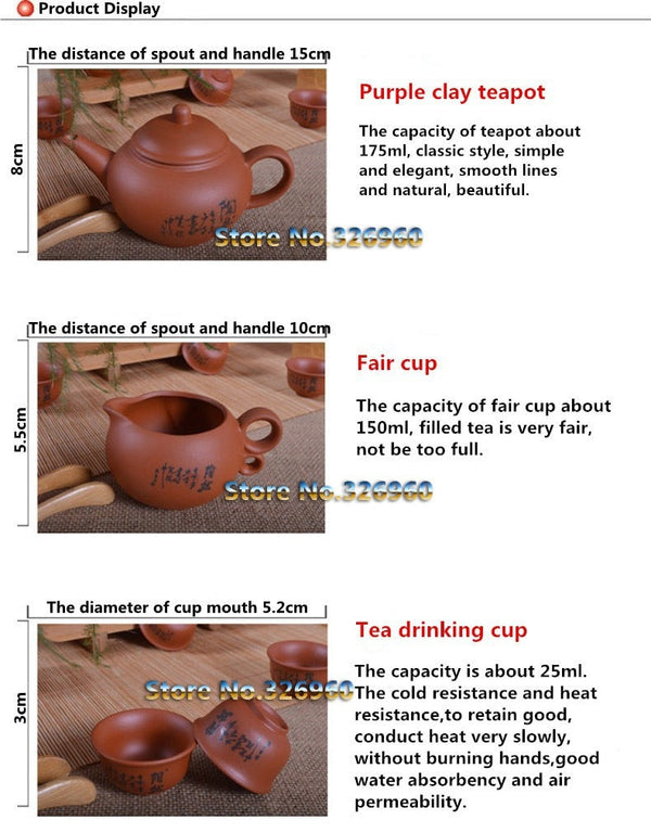 CJ237 China High-grade Purple Sand Tea Set Purple Clay Kung Fu Tea Set Teapot Purple Grit Teapot Teacup Handmade Ceramic Tea Set