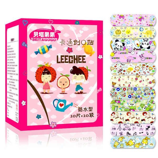50Pcs Children Dreathable Waterproof Wound Patch Waterproof Bandage Cartoon Cute Band-Aid Hemostatic Adhesive Medical Band-aid