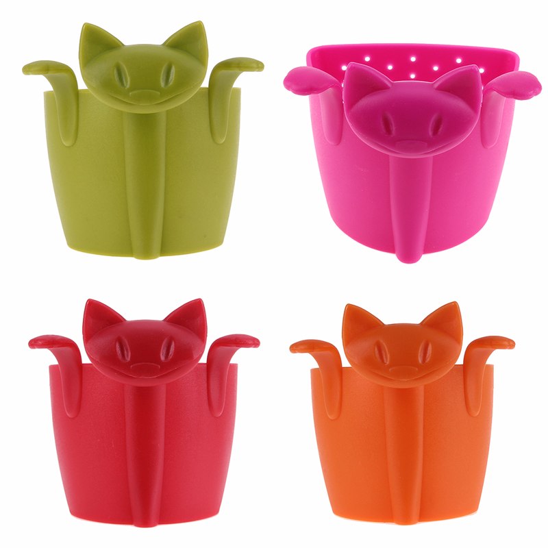 Coffee Tea Infuser Teapot Tea Strainer Cartoon Animal Kitten Plastic Teabags Filter Drinkware Coffee Tea Accessories