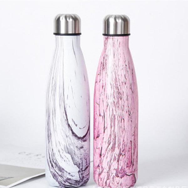 HELLOYOUNG 7 Color Vacuum Flask for water bicycle Stainless Steel Kettle Vacuum Marble Texture Flask Water Bottle for outdoor