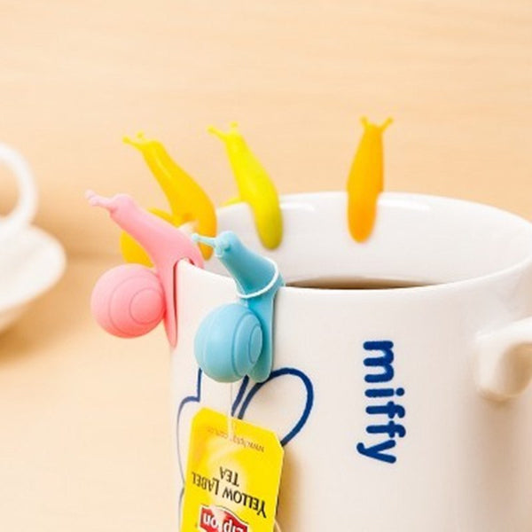 CJ058 Cute Snail Shape 10 pcs/Set Tea Bag Clip Cup Mug Tea Infusers Strainer Clips Party Decor Silicone Tea Bag Holder