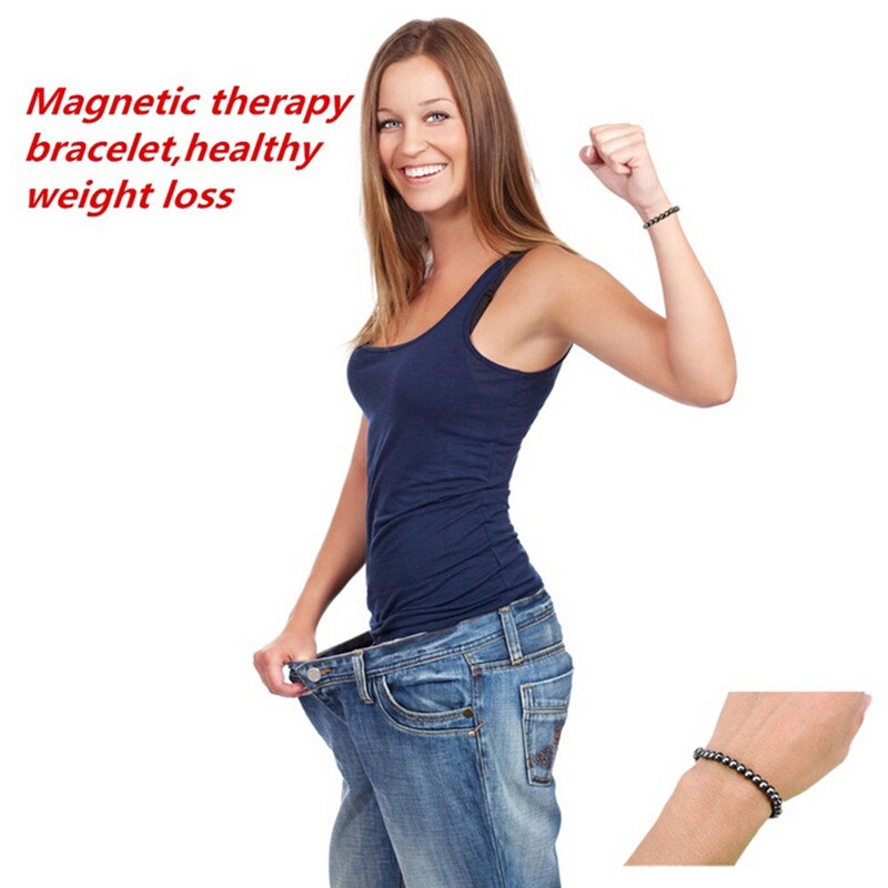 1PCS Unisex Luxury Slimming Bracelet Weight Loss Round Black Stone Magnetic Therapy Bracelet Health Care Main image