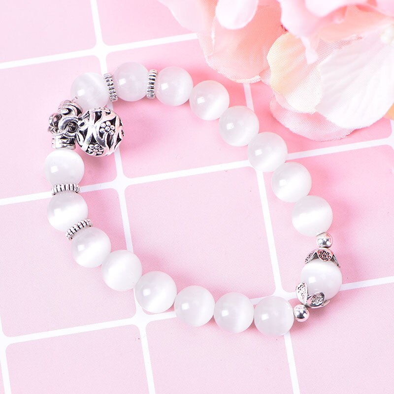 Weight Loss White Cat Eye Beads Bracelet with Lucky Pendant Therapy Bracelet Anklet Weight Loss Product Health Care