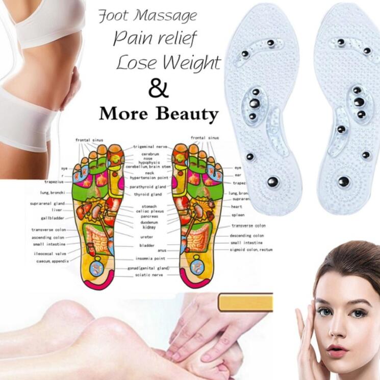 New Men and Women Magnetic Therapy Foot Insole Transparent Silicone Anti-fatigue Health Care Massage Slimming Weight Loss Insole