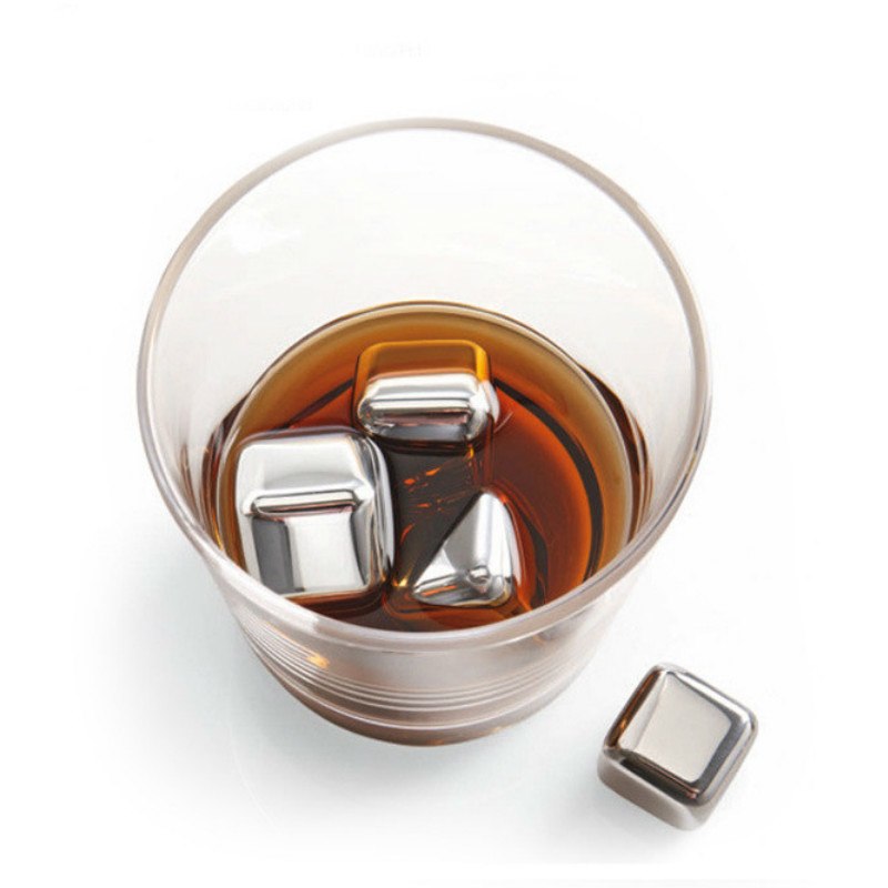 4PCS Newest Whiskey Stainless steel Stones Whisky ice cooler Ice Cubes for wine Whiskey beer Bar household Wedding Gift Main image