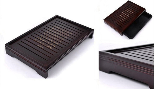 CJ186 Hot Sale Kung Fu Tea Set Natural Solid Wooden Tea Tray Rectangular Wood Traditional Puer Tea Tray Big Size