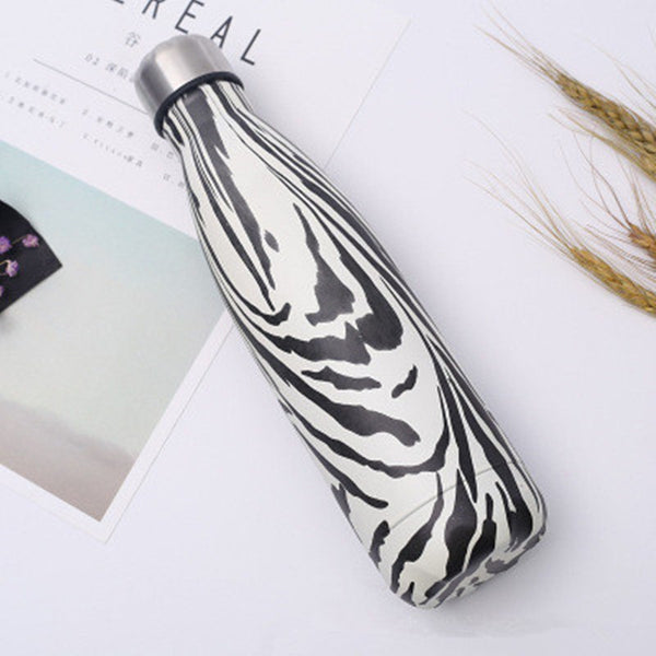 HELLOYOUNG 7 Color Vacuum Flask for water bicycle Stainless Steel Kettle Vacuum Marble Texture Flask Water Bottle for outdoor