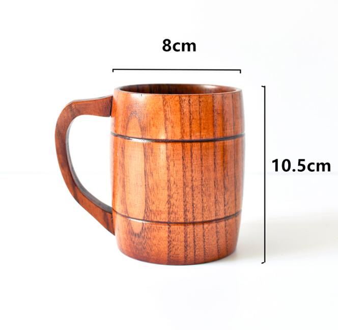 1pc Classic Style Natural Wood Cup Wooden Beer Mugs Drinking For Party Novelty Gifts Eco-friendly 350ml Secondary image