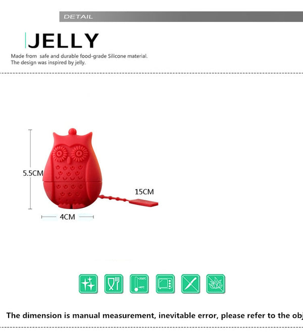 Hot Sale Owl Tea Bags Tea Strainers Silicone Teaspoon Filter Infuser Silica Gel Filtration coffee tea infuser