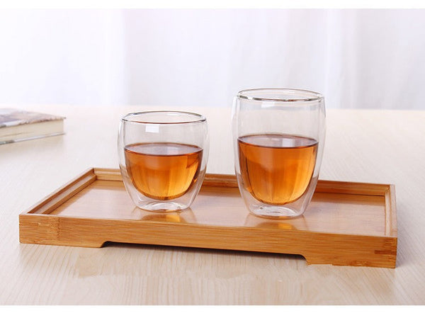 Double Glass Cup Coffee Mugs Tea Cup Transparent Heat-resistant Glass Cups With Bamboo Insulation Cup Lid Creative Wholesale