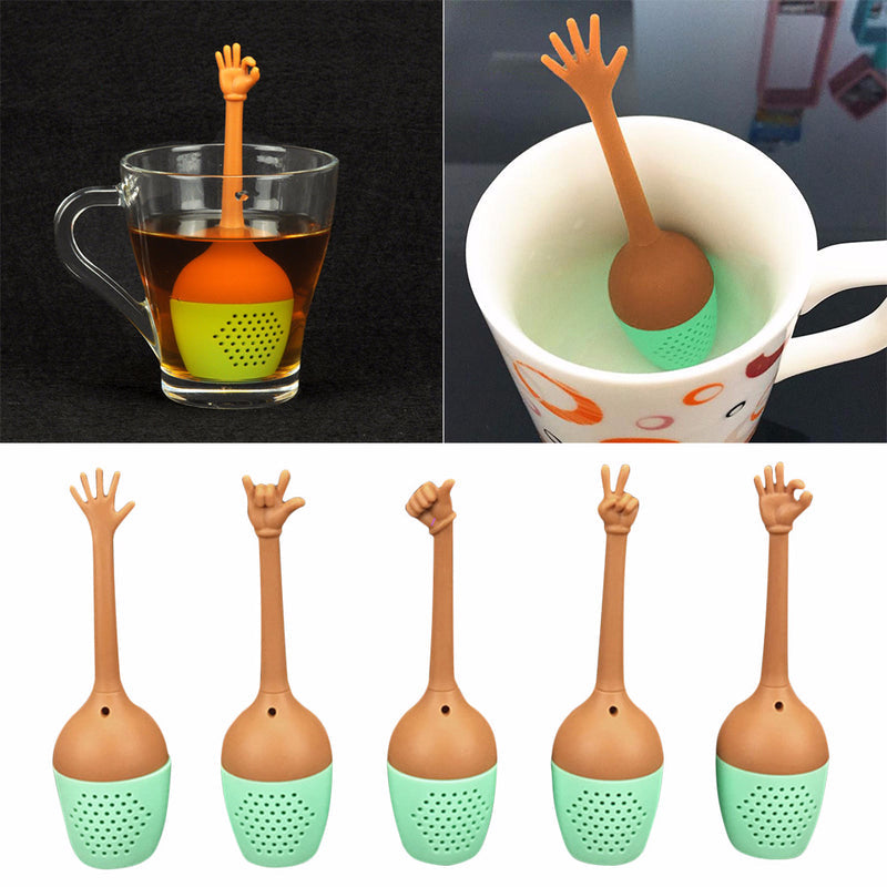 Funny Hand Gestures Tea Infuser Black Tea Strainer FDA Grade Silicone Loose Leaf Herbal Spice Holder Tea Brewing Tools Secondary image