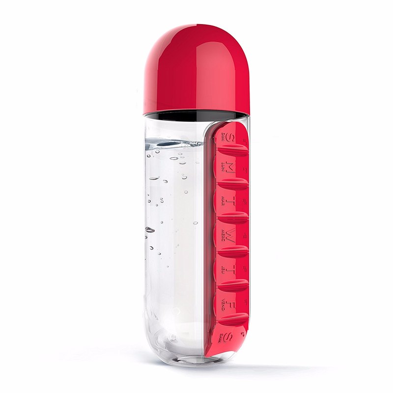 HELLOYOUNG 600ML Plastic BPA Free Water Bottle Daily Pill Box Organizer Drinking Bottles Secondary image