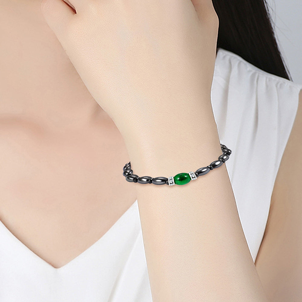 1Pc Magnet Bracelet Slimming Weight Loss Bracelet Slimming Hand Chain Round Hematite Magnetic Stone Therapy Jewelry Health Care