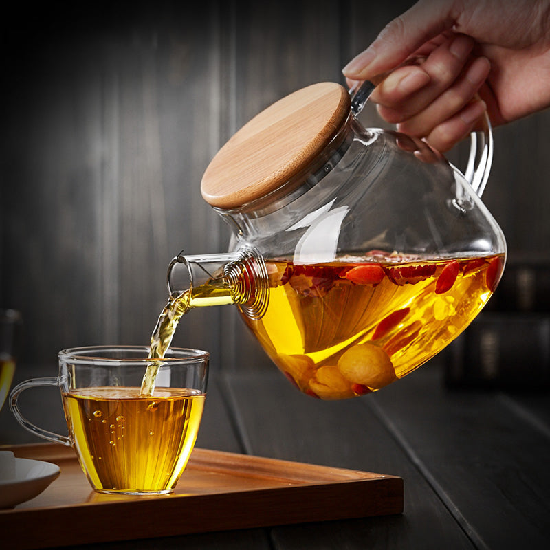 2Sizes Good Clear Borosilicate Glass Teapot With 304 Stainless Steel Infuser Strainer Heat green Tea Pot Tool Kettle Set Main image