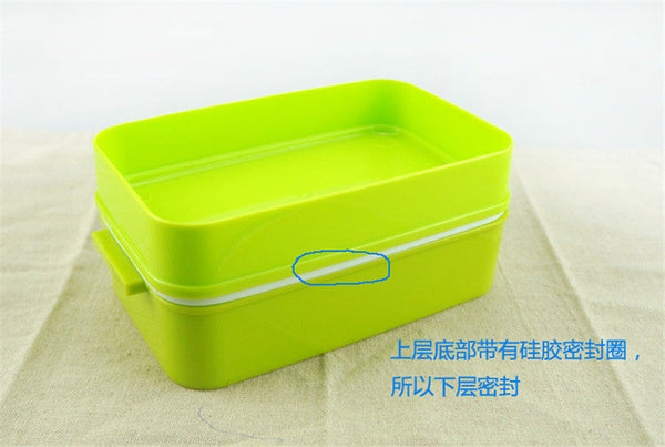 CJ007 lunchbox tableware Double plastic bento lunchboxes Double buckle around lunchbox can microwaveoven