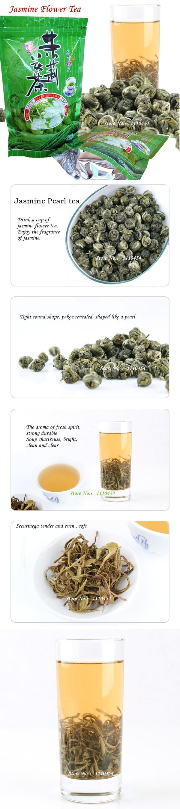 HelloYoung100g Organic Jasmine Flower Tea Jasmine Pearl Green Tea Chinese Fragrant Tea new tea
