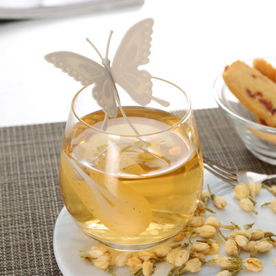 Hot Sale Butterfly Tea Bags Strainers Silicone Filter Tea Infuser Silica Cute Teabags for Tea & Coffee Drinkware